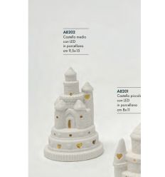 Castello medio in porcellana bianca con led (a8202-b)