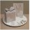 Zuccheriera in porcellana tortora e coperchio bianco (cl23014)