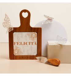 Tagliere in legno e ceramica FELICITA' con coltellino (cl25059c)