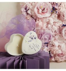 Scatola cuore decoro lilla con candela (cl26025cand)