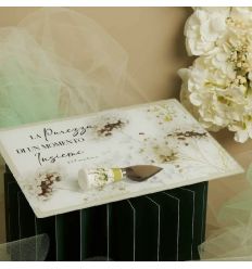 Tagliere in vetro con coltellino decoro verde (cl26032c)