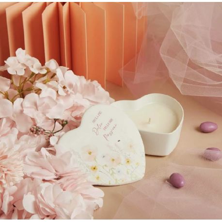Scatola cuore decoro rosa con candela (cl26039cand)