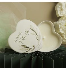 Scatola cuore decoro ulivo con candela (cl26074cand)