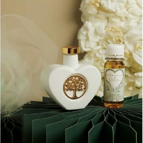 Oliera cuore con albero della vita oro con olio (cl26079ao)