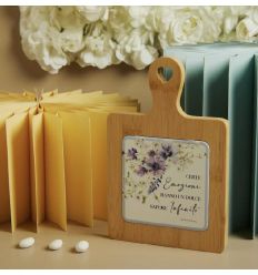 Tagliere acacia decoro floreale lilla (cl26085)