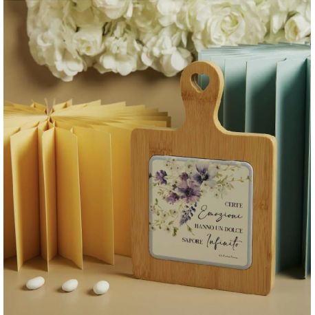 Tagliere acacia decoro floreale lilla (cl26085)