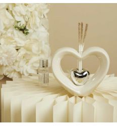 Diffusore cuore in ceramica con cuore argento (cl26112)