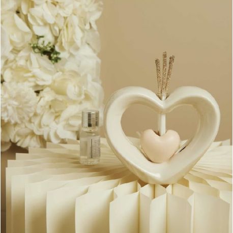 Diffusore cuore in ceramica con cuore tortora (cl26113)