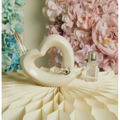 Diffusore cuore in ceramica con applicazione cuore silver (cl26114)