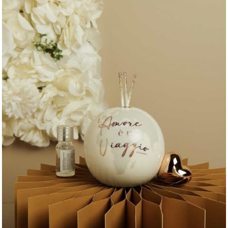 Diffusore globo grande con cuoricino oro rosa (cl26123)