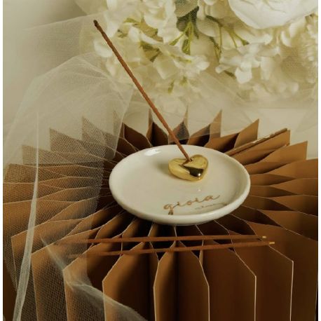 Piattino porta incenso con scritta GIOIA (cl26127)