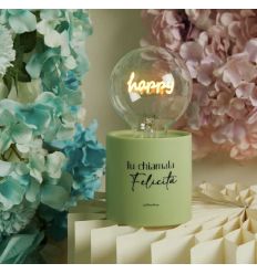 Lampada led verde con luce scritta happy (cl26143)