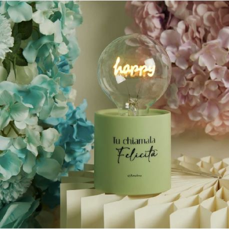 Lampada led verde con luce scritta happy (cl26143)