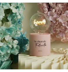 Lampada led rosa con luce scritta happy (cl26144)