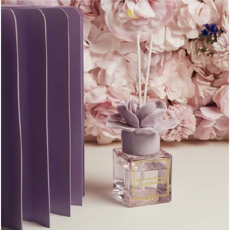 Diffusore con fiore in ceramica lilla (cl26174)