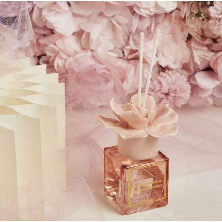 Diffusore con fiore in ceramica rosa (cl26183)