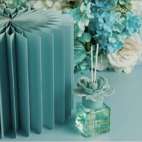 Diffusore con fiore in ceramica verde (cl26194)