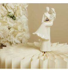 Coppia in porcellana bianca con cuore oro rosa (cl26201)