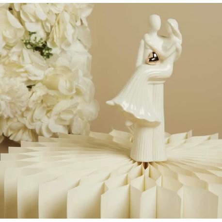 Coppia in porcellana bianca con cuore oro rosa (cl26201)