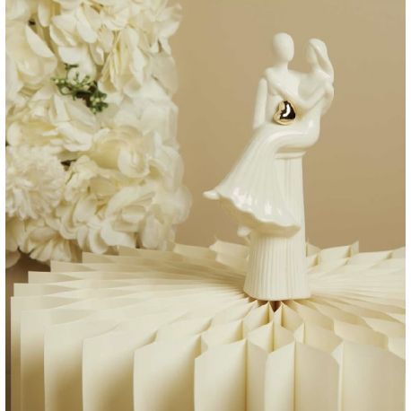 Coppia in porcellana bianca con cuore oro (cl26203)