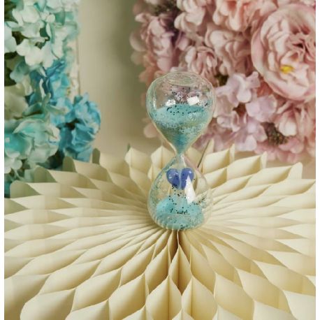 Clessidra in vetro con cuore azzuro (cl26213)