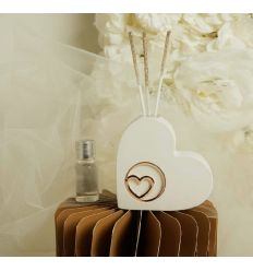 Diffusore cuore in gesso con applicazione in oro rosa (cl26271)