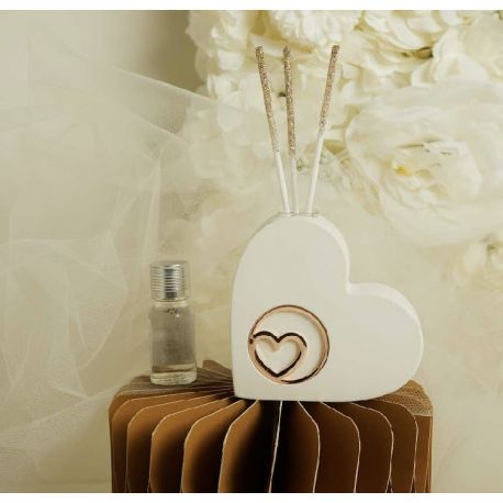 Diffusore cuore in gesso con applicazione in oro rosa (cl26271)
