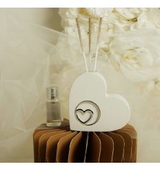 Diffusore cuore in gesso con applicazione in argento (cl26272)