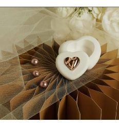 Scatolina cuore in gesso con applicazione oro rosa (cl26291)