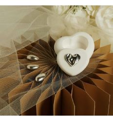 Scatolina cuore in gesso con applicazione argento (cl26292)