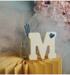 Diffusore lettera con applicazione azzurra (cl26297)